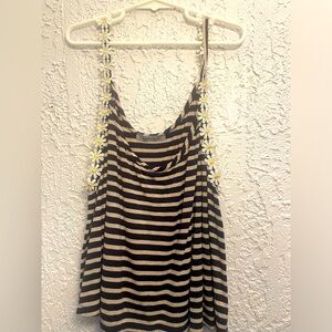 Daisy strapped striped crop top tank top